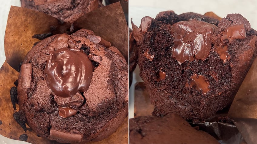 The center of Danielle Sepsy's chocolate muffins have heaps of chocolate on top and are filled with ganache, just like the ones served at the Olympic Village in Paris.