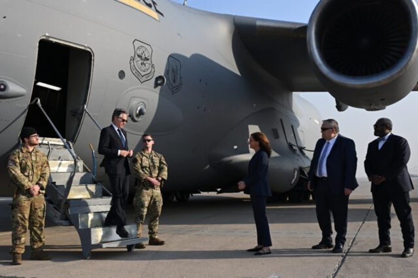 US Secretary of State Antony Blinken arriving in Baghdad, in an unannounced stop on a regi