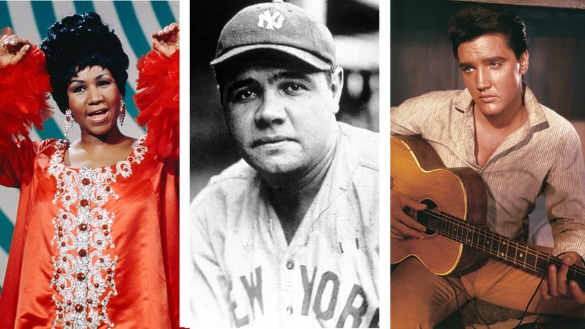 Aretha Franklin, Babe Ruth, Elvis Presley