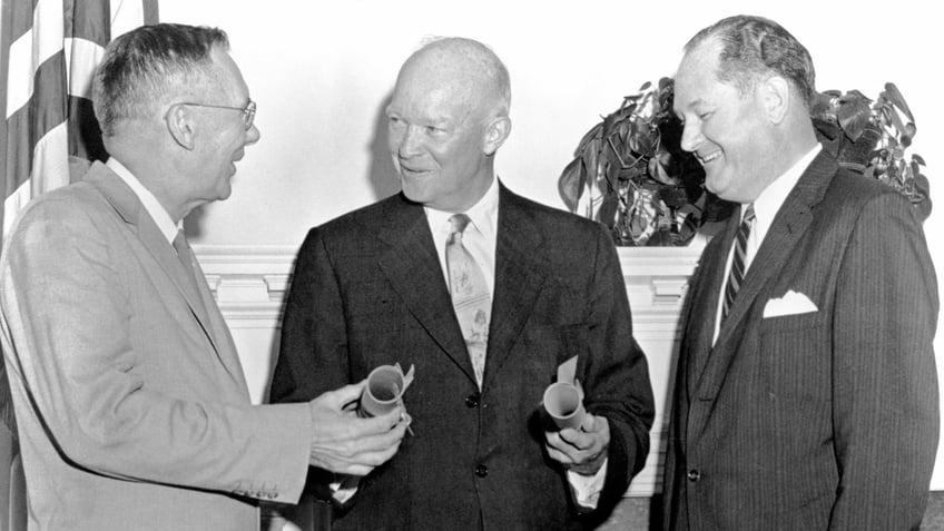 Ike with Huge Dryden, T. Keith Glennan of NASA