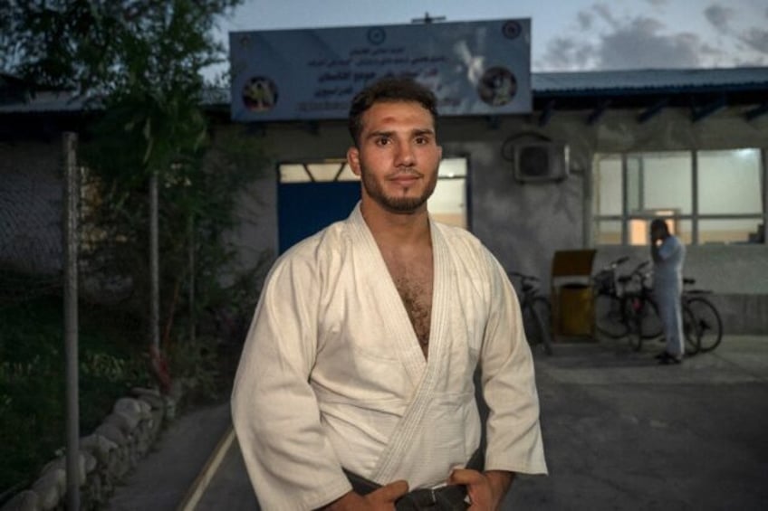 Mohammad Samim Faizad prepares for a judo training session at the Afghanistan Judo Federat