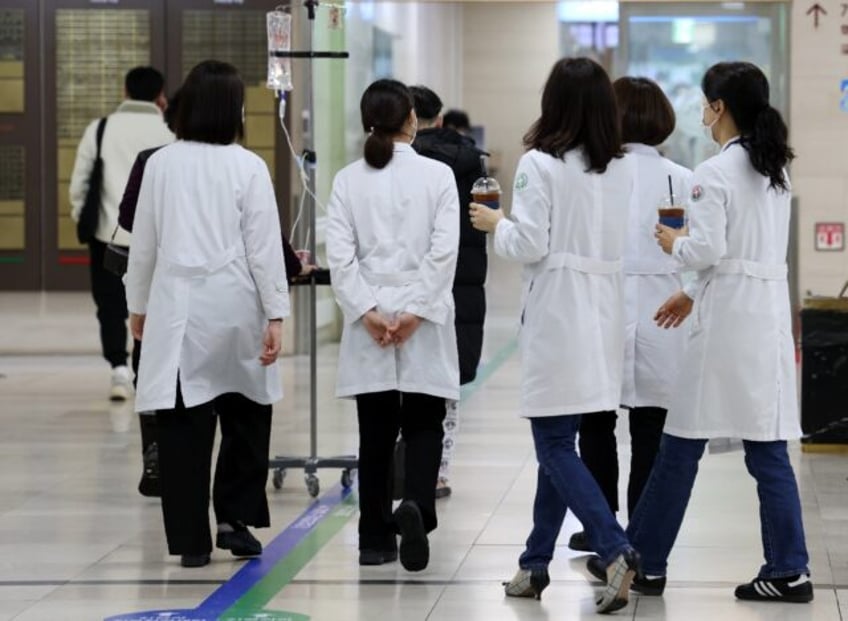 Medical staff are seen at a university hospital in Gwangju