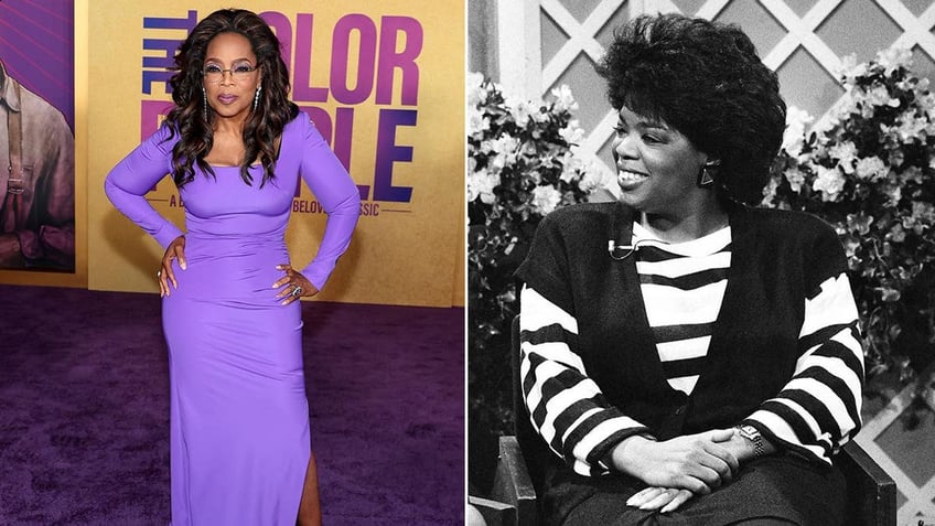 A split of Oprah in 1986 and now