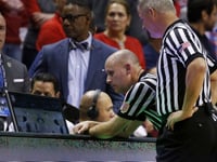 Out-of-bounds plays could be reviewed only by coach challenge under NCAA rules panel recommendation