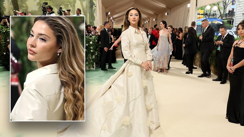Two photos of Madelyn Cline at the 2024 Met Gala