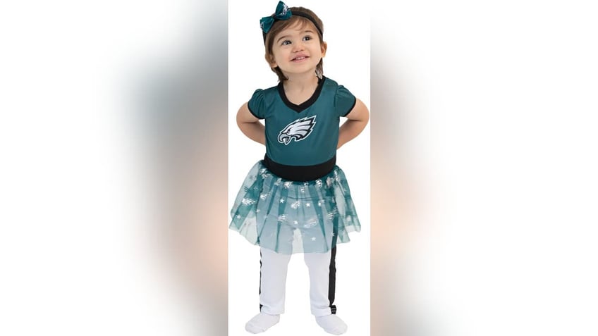 Outfit your little girl in this unique Eagles getup. 