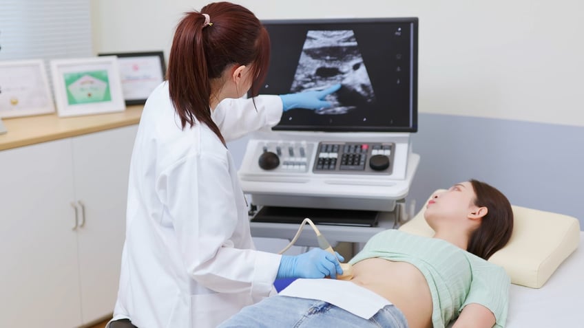 Woman getting ultrasound