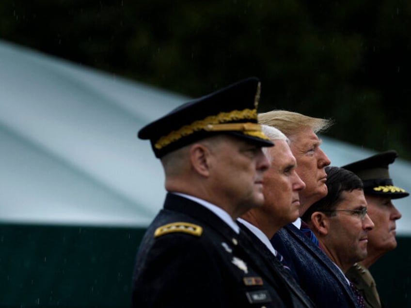 L-R) incoming Chairman of the Joint Chiefs of Staff Army General Mark Milley, US Vice Pres