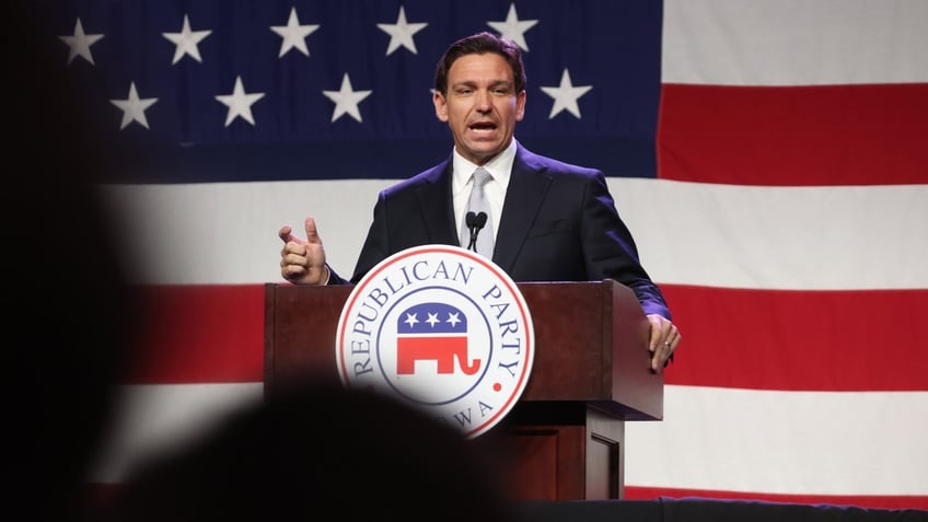 Republican presidential candidate Florida Governor Ron DeSantis speaks