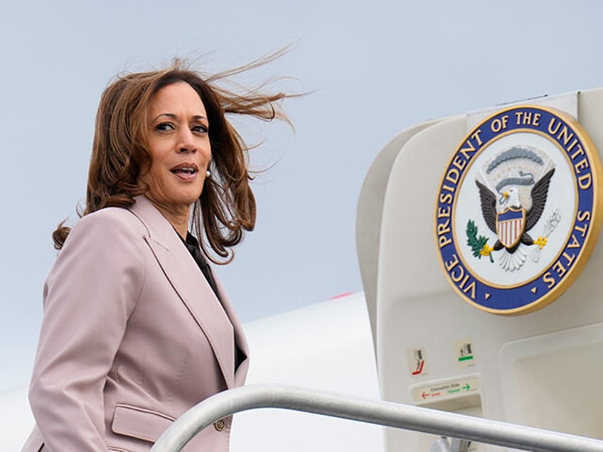 Democratic presidential nominee Vice President Kamala Harris boarding Air Force Two, Monda