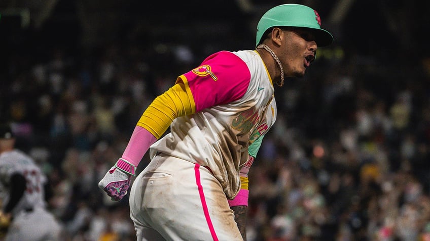 Manny Machado celebrates walk-off home run