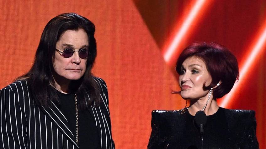 Ozzy and Sharon Osbourne on stage