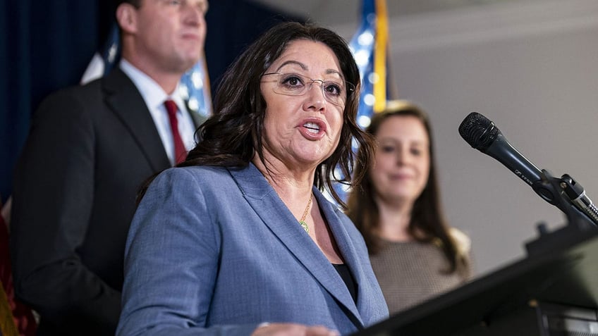 Rep. Lori Chavez-DeRemer is in a close congressional race with Democrat Janelle Bynum, a state representative. FILE: Chavez-DeRemer, a Republican from Oregon, speaks during a news conference in Washington, DC, on Wednesday, Jan. 25, 2023.