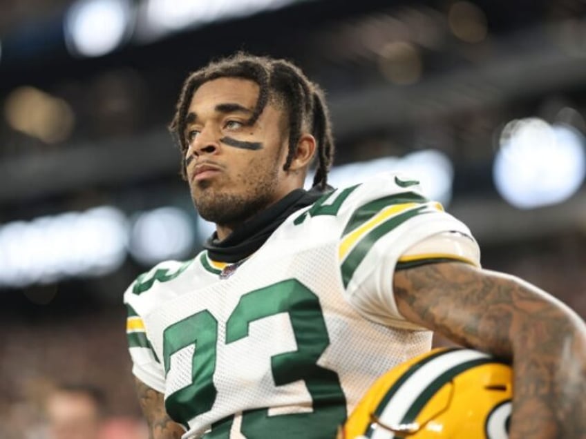 xx during an NFL football game between the Las Vegas Raiders and the Green Bay Packers, Monday, Oct. 9, 2023 in Las Vegas. (Michael Owens via AP)