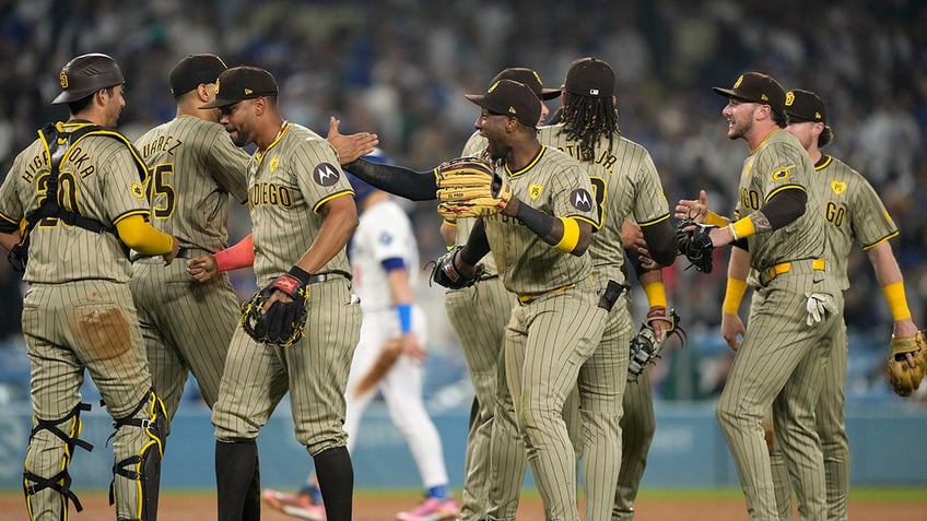 Padres players celebrate