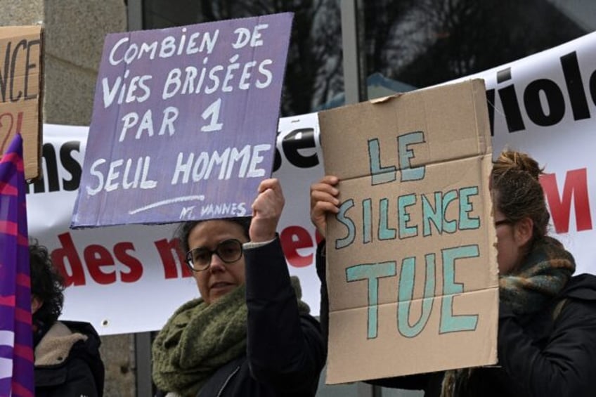 'Silence kills': Protesters staged a rally outside the court in Vannes