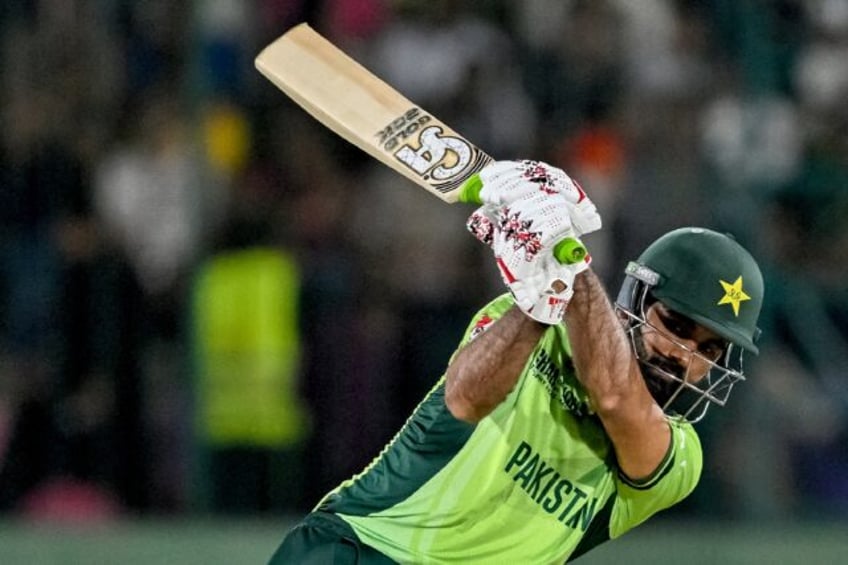 Pakistan's Fakhar Zaman plays a shot against New Zealand