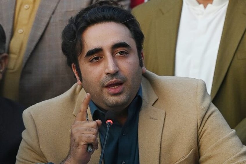 Pakistan Peoples Party (PPP) chairman Bilawal Bhutto Zardari speaks at a news conference i