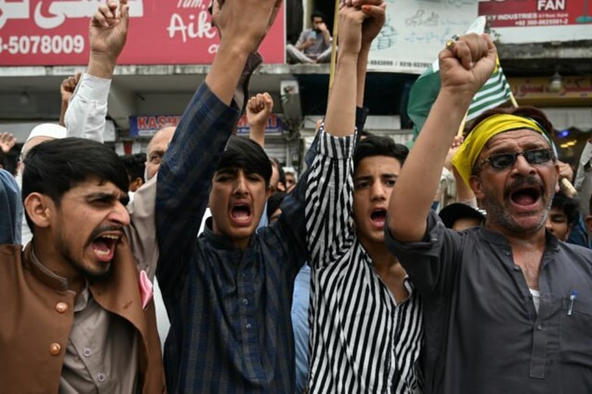In Muzaffarabad, the capital of Pakistan-administered Kashmir, dozens held an anti-India r
