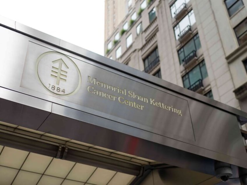 Sign with logo on the facade of the Memorial Sloan Kettering cancer center in Manhattan, New York City, New York, among the top cancer hospitals in the world, September 14, 2017. (Photo by Smith Collection/Gado/Getty Images)