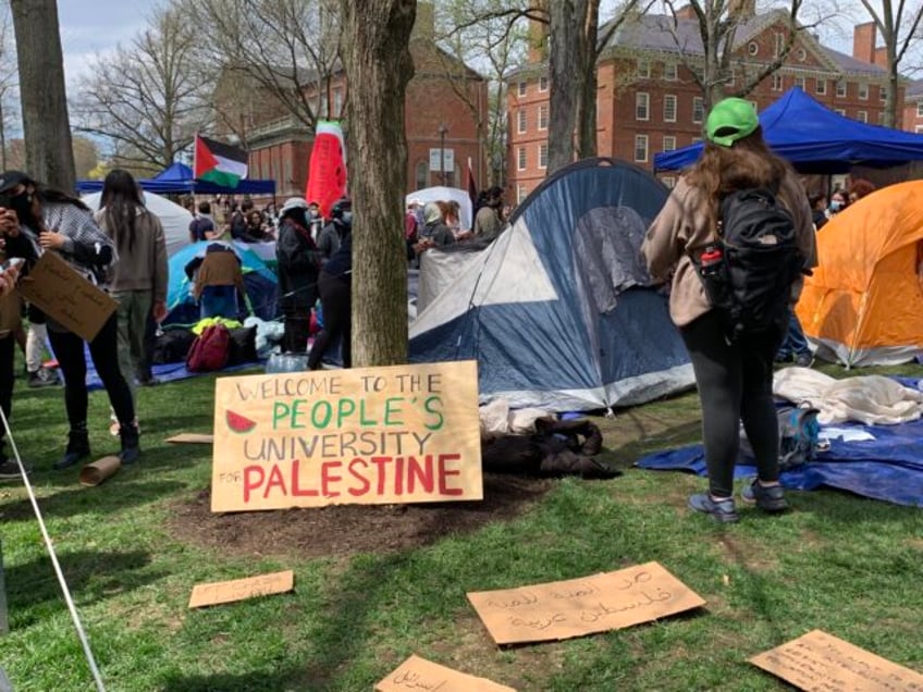 panic as automatic sprinklers soak harvards anti israel encampment