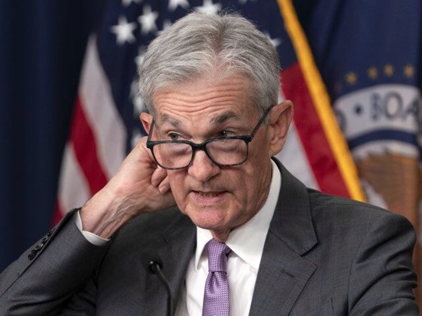 Federal Reserve Board Chairman Jerome Powell speaks during a news conference at the Federa