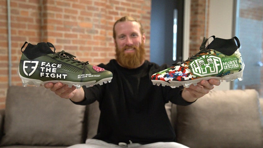 panthers hayden hurst shedding light on veteran suicide prevention for nfls my cause my cleats