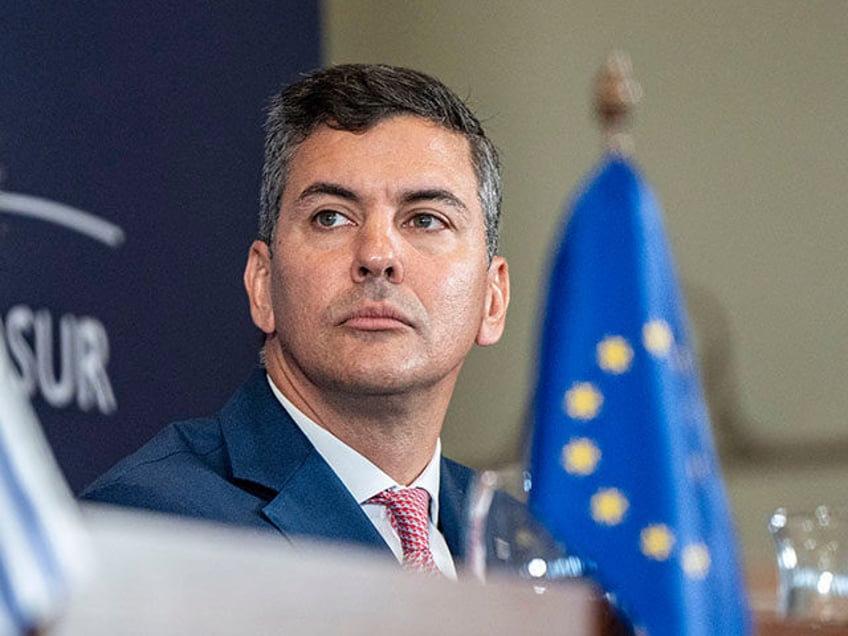 Santiago Pena, Paraguay's president, during a news conference at the Mercosur Leaders Summ