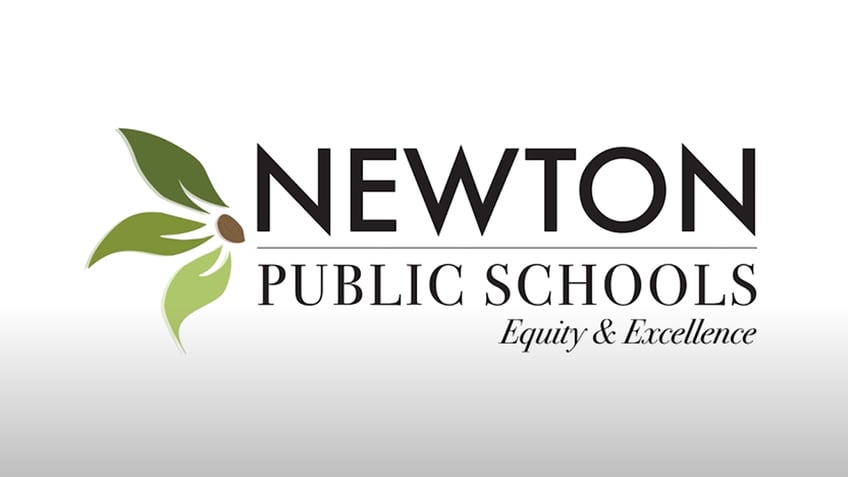 The Newtoon scholl district logo displaying their soon-to-be-discarded motto