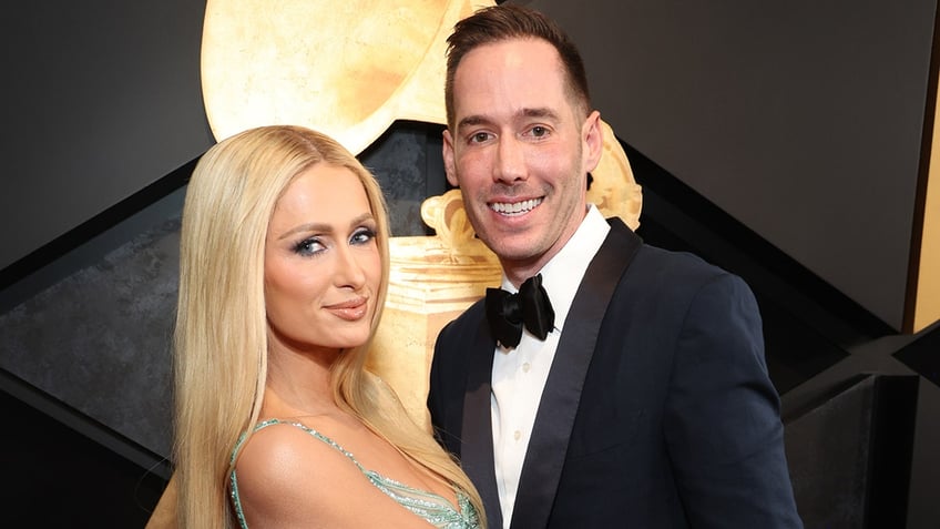 Paris Hilton and Carter Reum at the Grammys in 2024.