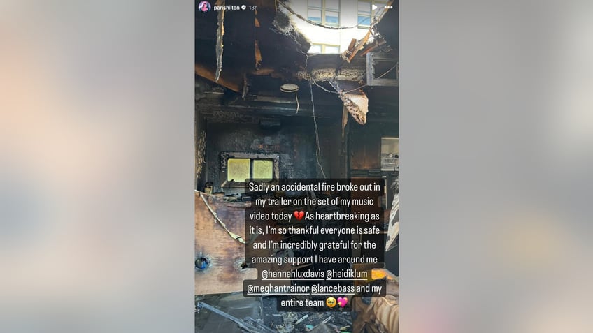 Paris Hilton trailer burned down