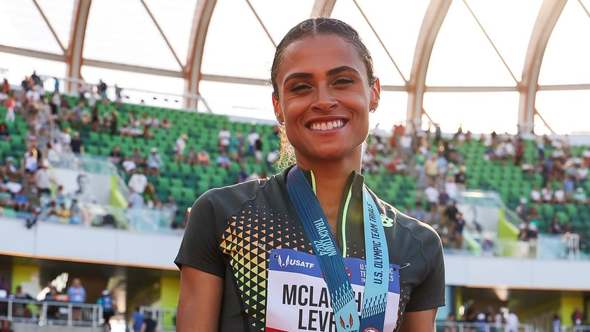 Sydney McLaughlin-Leverone poses