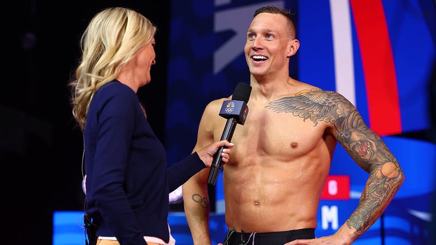 Caeleb Dressel gets interviewed