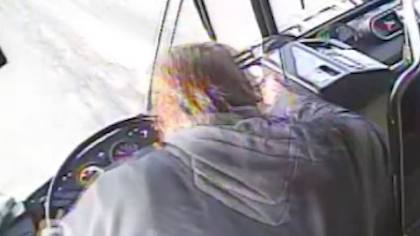 A passenger seen taking over a Colorado transit bus