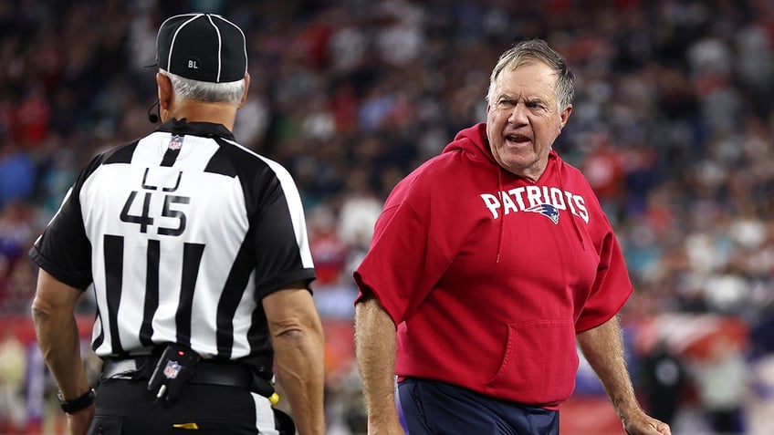patriots bill belichick delights fans with demeanor as he slams challenge flag onto ground