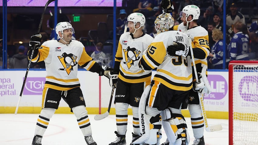 penguins goalie tristan jarry joins rare company after scoring unlikely goal