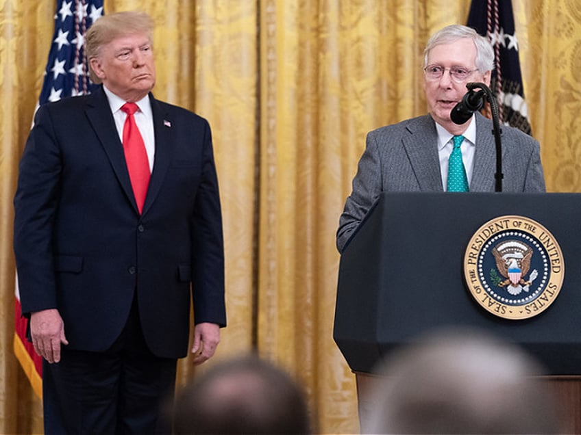 President Donald J. Trump honors Senate Majority Leader Mitch McConnell during the federal judicial confirmation milestones event, Wednesday, Nov. 6, 2019, in the East Room of the White House. (Official White House Photo by Shealah Craighead)