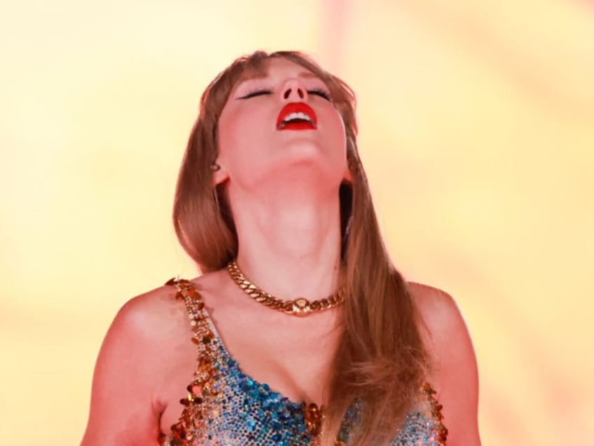 US singer-songwriter Taylor Swift performs during her Eras Tour at Sofi stadium in Inglewood, California, August 7, 2023. (Photo by Michael Tran / AFP) / RESTRICTED TO EDITORIAL USE (Photo by MICHAEL TRAN/AFP via Getty Images)