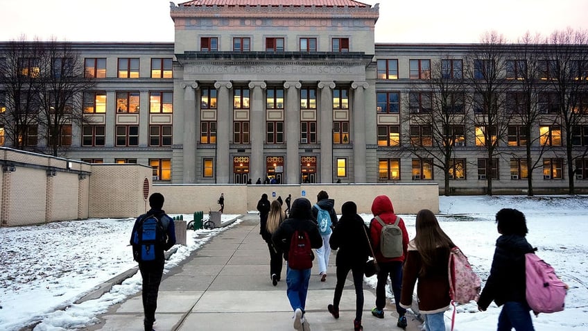 Students arrive at school