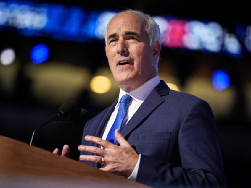 U.S. Sen. Bob Casey Jr. (D-PA) speaks on stage during the final day of the Democratic Nati