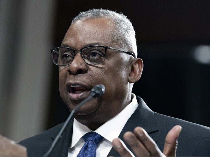 Secretary of Defense Lloyd Austin, testifies during a Senate Armed Services Committee hearing to examine the President's proposed budget request for fiscal year 2024 for the Department of Defense and the Future Years Defense Program, Tuesday, March 28, 2023, on Capitol Hill in Washington. (Mariam Zuhaib/AP)