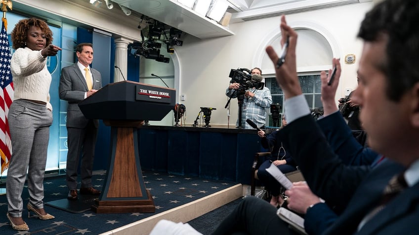 White House Press Secretary Karine Jean-Pierre and NSC Coordinator for Strategic Communications John Kirby at press conference