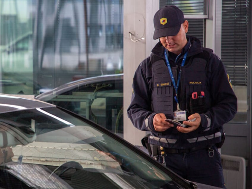 ZAGREB, CROATIA - OCTOBER 21: Border police on duty as Slovenia has reintroduced controls