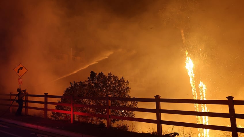 Firefighter works Franklin Fire