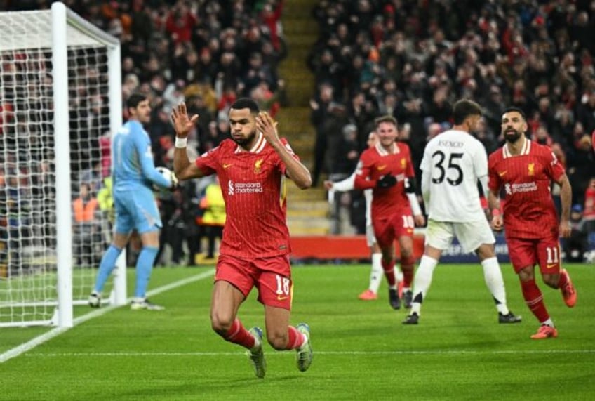 Cody Gakpo celebrates scoring Liverpool's second goal in their win over Real Madrid