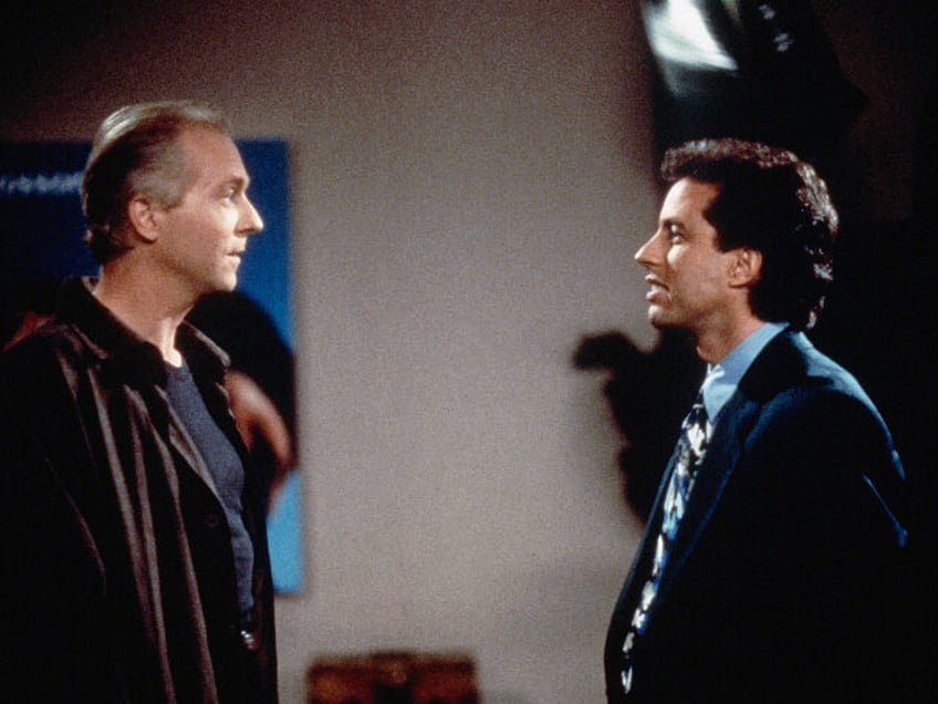 SEINFELD -- "The Pitch" Episode 3 -- Pictured: (l-r) Peter Crombie as 'Crazy' Joe Davola, Jerry Seinfeld as Jerry Seinfeld -- Photo by: Gary Farr/NBCU Photo Bank