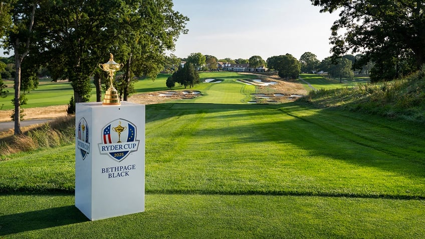 Bethpage with ryder cup trophy