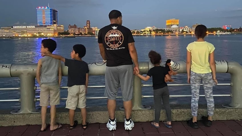 Christopher Fitzgerald with four of his children