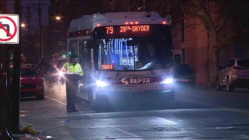 bus stopped in street