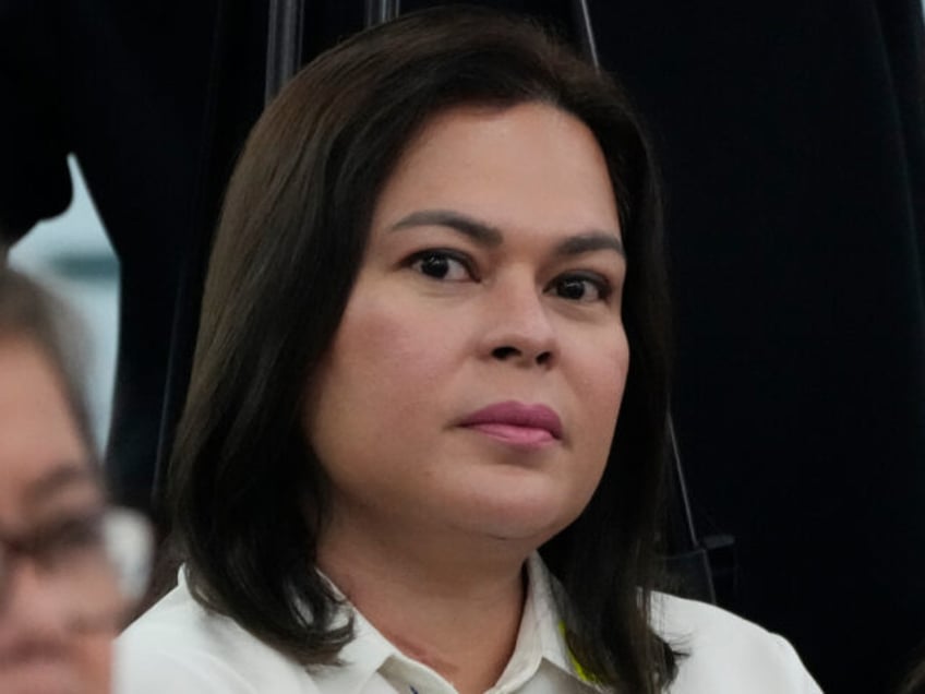 Philippine Vice President Sara Duterte listens as she attends a joint committee hearing of